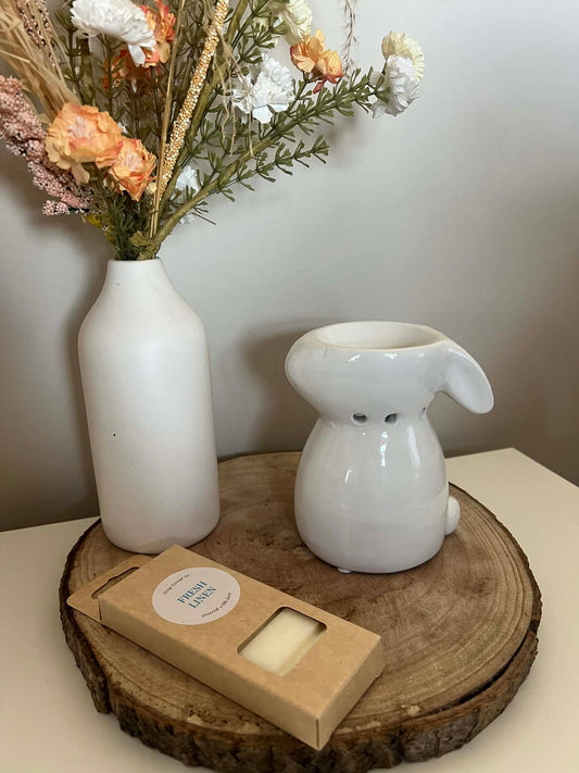 White Ceramic Bunny Burner