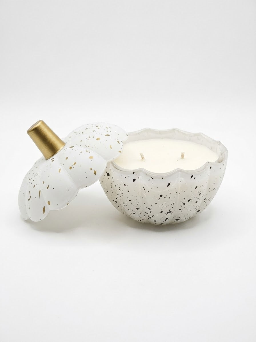 White & Gold Pumpkin Glass