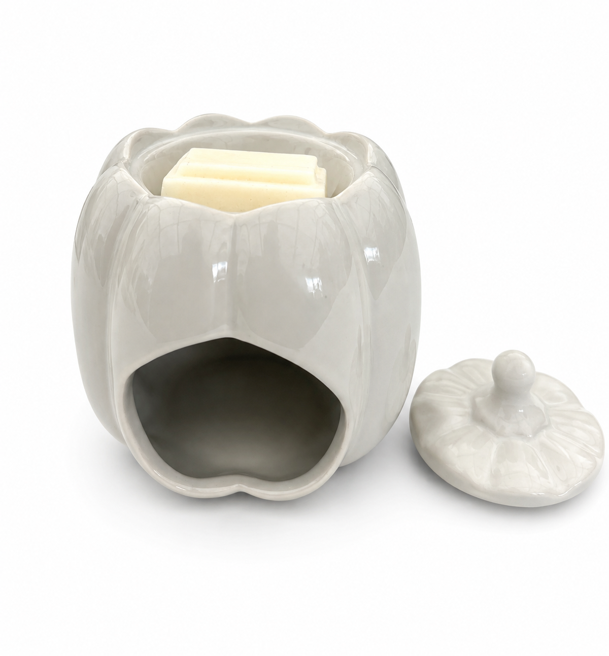White Ceramic Pumpkin Wax Melt Burner – FREE Wax Melt Included